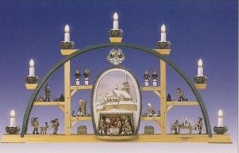 Schwibbogen Schneeberg St Wolfgang braunes Bild elektrisch BxHxT 70x40x5cm