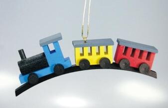 Baumbehang – farbenfrohe, liebevoll gestaltete Holzeisenbahn mit Fadenschnur – BxHxT = 9 x 2,5 x 1,5