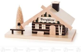 Räucherhaus – verträumte Berghütte mit Schornstein und Fensterläden, naturfarben – BxHxT = 16 x 8 x 