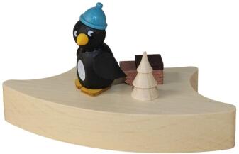 Ergänzungsteil – fröhlicher Pinguin mit Baum und Geschenken passend für Adventsteelichthalter –