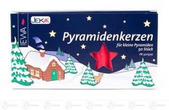 Pyramidenkerzen – leuchtend rot, für Kerzenhalter Ø 14 mm, 4 Stunden Brenndauer – HxØ = 8 x 1.4 cm