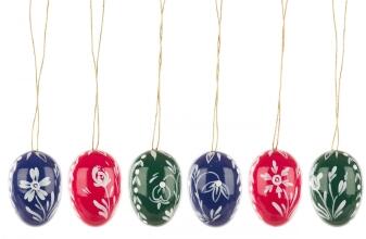 Ostereier mit weißen Blumen (6) H=3,5cm