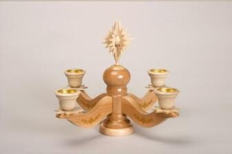 Adventsleuchter - mit Stern und 4 Teelichtern naturbelassen - HxLxB 30x30x30cm