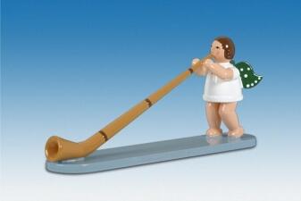 Holzfigur Engel mit Alphorn und Krone 6 cm von KDE-Kunstgewerbliche Drechslerei Ellmann, kleiner