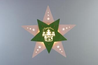 Artikelbezeichnung: Fensterbild – festlicher Tannenbaum mit LED-Beleuchtung, natürliche Grüntöne –