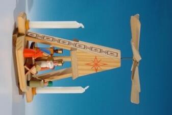 Miniatur Wärmespiel-Pyramide – Christi Geburt naturfarben handbemalt bewegliche Szene – Höhe ca.