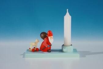 Kerzenhalter – Ruprecht mit Schaf bunt bemalt – LxHxT ca. 10,5 x 10,5 x 5 cm