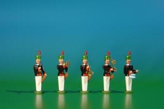 Miniatur – Bergmannskapelle 5-teilig blau-rot bemalt – HxB ca. 5,5 x 2 cm