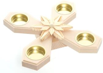 Tischschmuck – Handgefertigter Adventsleuchter mit Spanstern für 4 Teelichter oder Stumpenkerzen –