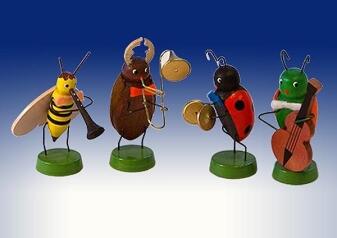 Frühlingskapelle – bunte Käfermusikanten mit Instrumenten, detailreich bemalt – H = 7 cm