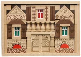 Holzspielzeug - kreativer Baukasten Residenz mit 89 Teilen - BxHxT 28,5x20x5cm