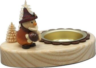 Teelichthalter – Pilzsammler aus Naturholz mit Messingeinsatz – BxHxT ca. 4x5x4 cm