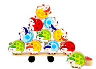 Balancespiel – tolle farbenfrohe Käferchen mit wackeligem Holzbrett – BxHxT 26 x 22 x 4,5 cm