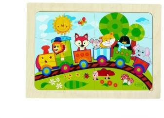 Holzpuzzle – liebevoll gestaltete Eisenbahnmotive in bunten Farben – BxHxT 29,5 x 20,5 x 0,5 cm