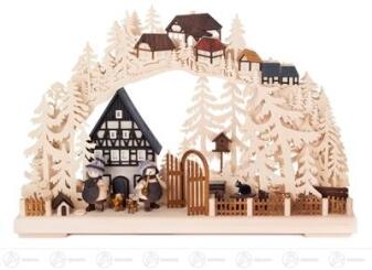 Schwibbogen Fachwerkträume klein von Großhandel Dregeno, erzgebirgischer Holzleuchter mit