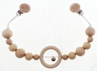 Wagenanhänger – liebevolle Holzkette mit Perlen und zarter Glocke naturfarben – BxHxT 52 x 7 x 3,5