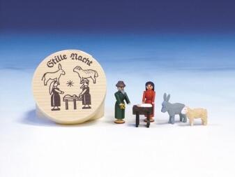 Spandose – filigrane Heilige Familie mit Siebdruckdeckel, bunt lackiert – Ø 8 cm von Fa.Knuth Neuber