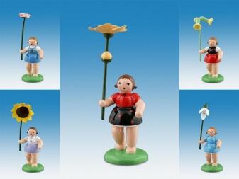 Holzfigur Frühlingsblumenkinder 5-tlg bunt Höhe 7cm