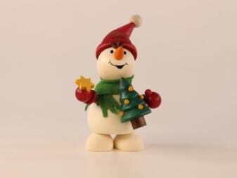Weihnachtsfigur Schneemann mit Weihnachtsbaum Höhe 10 cm