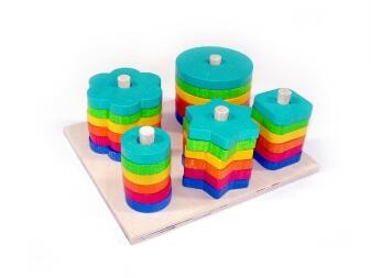 Stapelspiel – farbenfrohes Holzspielzeug mit bunten Formen – BxHxT 20 x 8 x 17 cm