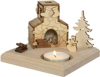 Räucherkamin – liebevoll gestalteter Räucherofen mit Weihnachtsbaum und Kaminholz – BxHxT 11,5 x 8,5