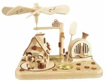 Tischpyramide – Hänsel & Gretel natur – teelicht- & räucherbetrieben – Höhe ca. 18 cm