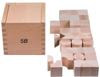 Holzspielzeug - Gabe 5B Fröbelspiel nach Goldammer mit 36 Würfel - LxBxH 96x96x90mm