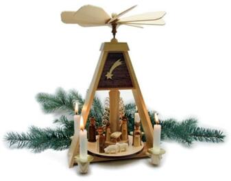 Weihnachtspyramide – Christi Geburt naturbelassen – HxBxT 31x21x21,5cm