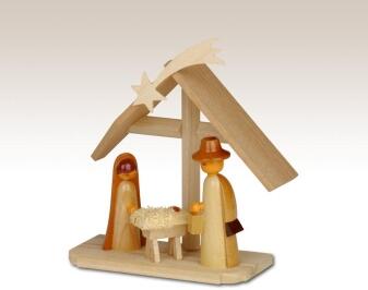 Miniaturfigur – Christi Geburt auf Sockel naturbelassen – HxBxT 9,5x8,9x3,5cm