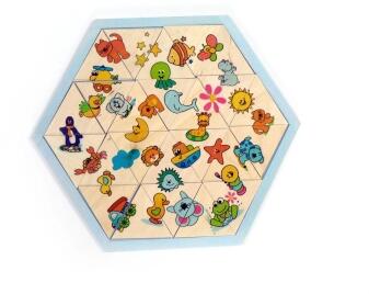 Kinderpuzzle – farbenfrohes Holzspiel mit liebevollen Tiermotiven – BxHxT 28,5 x 0,6 x 25 cm