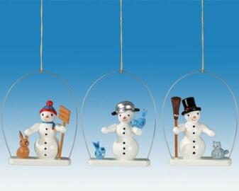 Baumbehang Schneemann im Ring 3tlg. Höhe 6,5cm