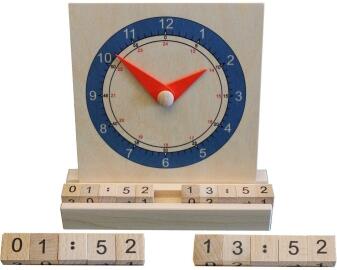 Holzspielzeug - Lernspielzeug Lernuhr Analog & Digital - BxH 17,5x20cm