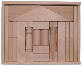Holzspielzeug - naturbelassener Baukasten Domizil - BxHxT 28,5x22,5x4,5cm
