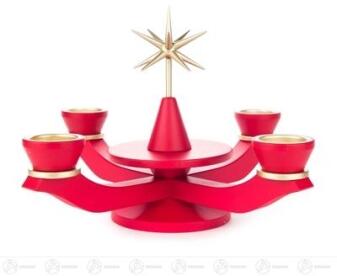 Adventsleuchter mit Stern, rot, für Teelichte Breite x Höhe x Tiefe 25 cmx21 cmx24,5 cm