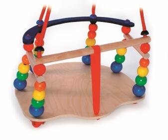 Schaukelspielzeug – tolle Gitterschaukel mit bunten Perlen und stabilen Holzstäben – BxHxT 36 x 24 x