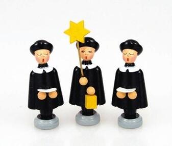 Holzfiguren – liebevoll bemalte Kurrendefiguren mit Laterne und Gesangbuch, bunt – BxHxT = 1 x 3,5 x