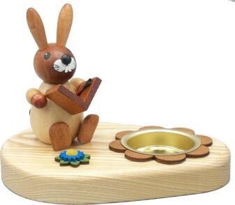Osterdekoration Teelichthalter Hase mit Buch natur BxHxT 10x7x7cm