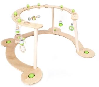 Lauflernwagen – niedliche Mausfiguren apfelgrün mit bunten Kugeln – BxHxT 73 x 39 x 71 cm