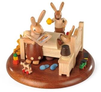 Motivplattform – Hasengeschichte mit Mama und Papa Hase – ø x H 15 x 15 cm