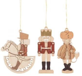 Baumbehang Nussknacker, Räuchermann, Reiterlein (6) H=8cm
