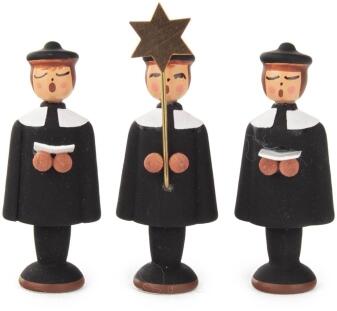 Miniaturfiguren Kurrendefiguren schwarz 3 im Set Höhe 5 cm aus Holz mit Sternträger von Großhandel