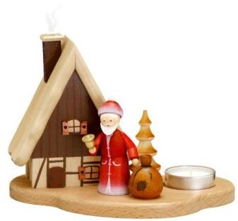 Räucherhaus - Weihnachtsmann mit Sack naturbelassen - HxLxB 16x21,5x12cm