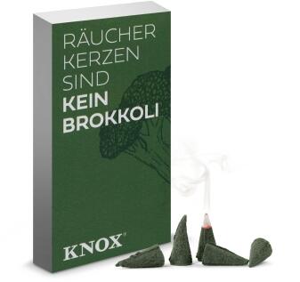 Räucherkerzen – humorvoll und dunkelgrün mit Brokkoli-Duft, handgefertigt – 24 Stück – BxHxT = 6,5 x