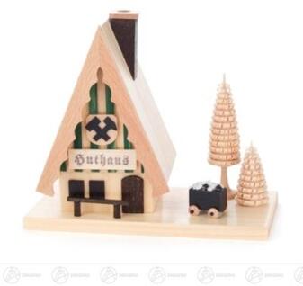 Räucherhaus – detailreiches Huthaus mit filigranen Schindeln, warm bemalt, braun – BxHxT = 14 x 13 x