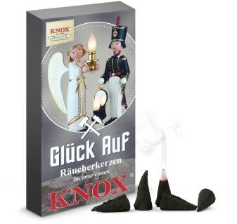 Räucherkerzen – nostalgischer Glück-Auf Duft, schwarz, traditionell handgefertigt – BxHxT = 6,5 x 12