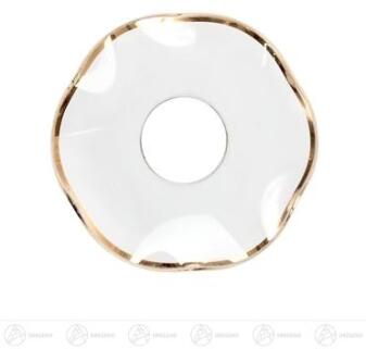 Lichtmanschette wellig mit Goldrand für Kerzen Ø 25 mm aus Glas in Weiß-Gold von Großhandel Dregeno,