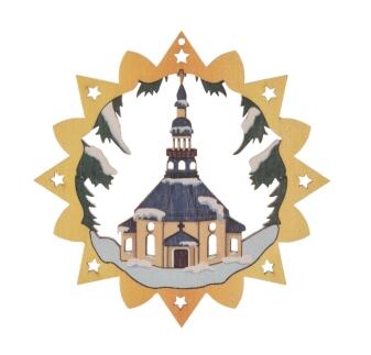 Baumbehang Seiffener Kirche bunt (VE 6) BxH 6x6cm