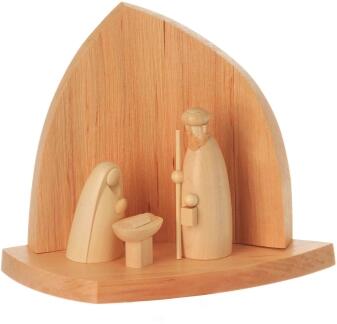 Felsenkrippe – Heiliger Familie und geschwungener Rückwand, naturfarben – BxHxT 15x11x6cm