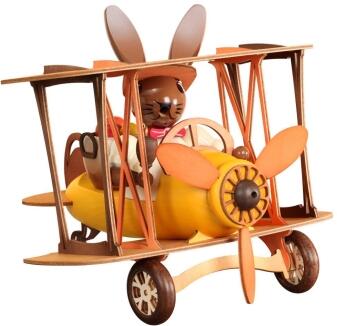 Räucherfigur - Osterhase im Doppeldecker farbig - HxLxB 21x24x24cm