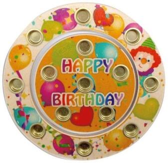 Geburtstagsringe – bunte, fröhliche Motive mit Kerzenhalterungen aus Holz – BxHxT 16 x 1 x 16 cm